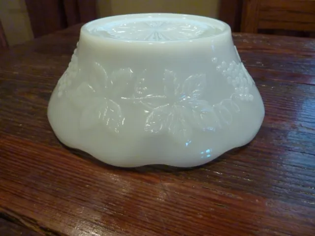 Vintage Anchor Hocking Milk Glass Grape Harvest Pattern Punch Bowl STAND ONLY