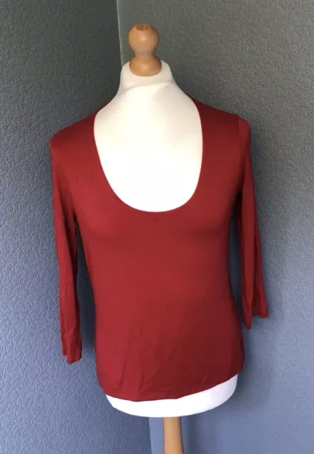 Hobbs London Red Women’s Round Neck 3/4 Sleeve Casual Top - Ladies Size Large L