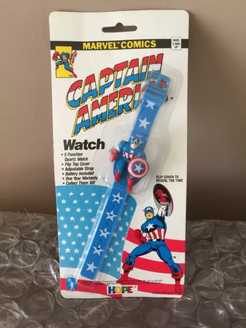 1990 Marvel Comics Captain America Watch Sealed on Card, Hard to Find