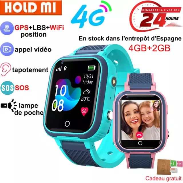 Montre Intelligente Enfants LT21 4G GPS WiFi Appel Vidéo SOS IP67 Étanche Track