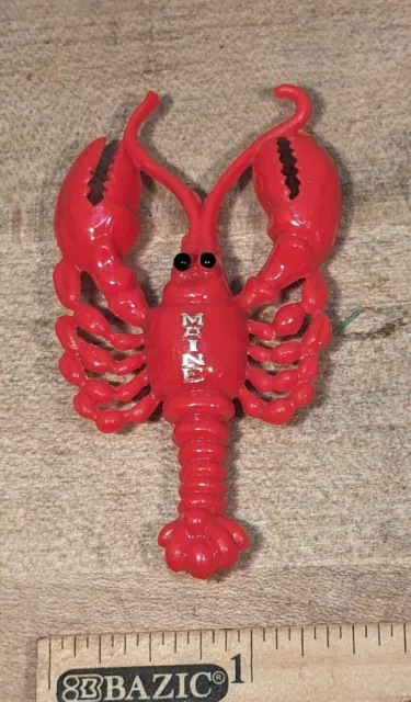 Maine Lobster Festival Lapel Pin Brooch Hard Plastic Red Souvenir Vintage