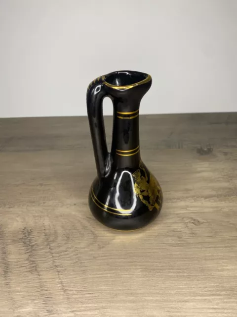 🏛️ Tres beau petit vase / pichet de style Grec Noir et Or 2