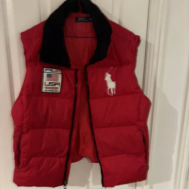 polo Ralph Lauren Downhill Alpine Ski Jacket Red puffer vest XL mens pre owned