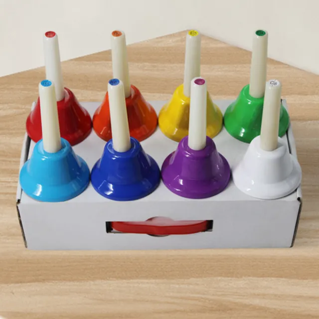 EY# Orff Colorful Hand Bell Kit Musical Toys 8-Note for Baby Early Musical Educa