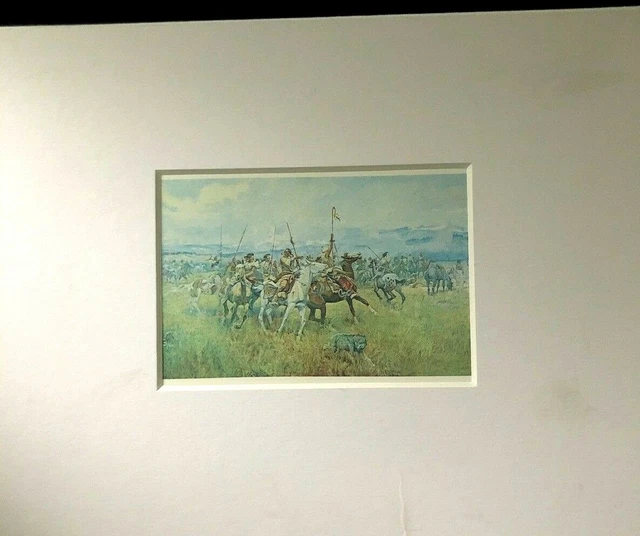 Charles M Russell "Lewis and Clark meeting Indians at Ross' Hole" 8 x 10 Matted