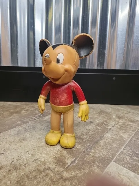 Vintage 1950's Walt Disney Prod 8”Tall MICKEY MOUSE Rubber Doll by SUN RUBBER Co