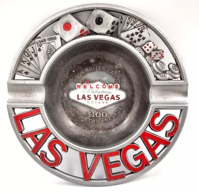 HIGH ROLLER CASINO Las Vegas Nevada pewter Ashtray