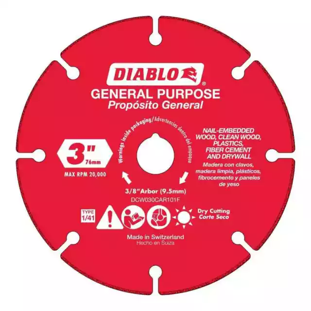 3 In. Carbide Grit Multi-material Cut-off Wheel | Diablo General Cut Purpose