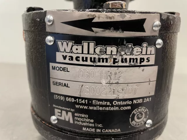 Wallenstein 030-HR12 Vacuum Pump Elmira Machine 030 HR12 NEW! 2