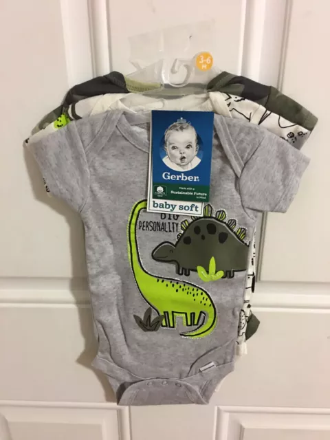 Brand New Infant Boys Size 3-6 Months 3 Pack Short Sleeve Onesies