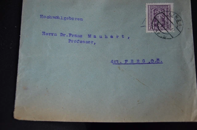 österreich OBERÖSTERREICH BRIEFHÜLLE 1924 LINZ 1 - PERG MAUHART