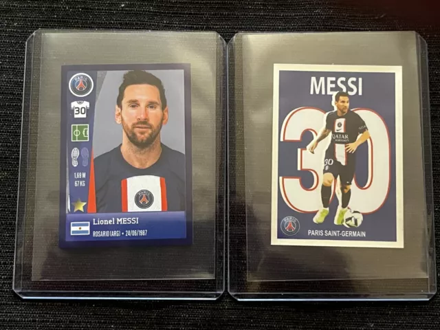 2 Panini Foot 2023 Messi Paris Sg # 239/340 Crack Stickers + Rare Toloader Base