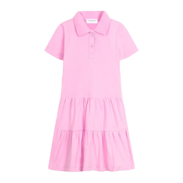 Mud Kingdom Little Girls Short Sleeve Polo Dress Pique Summer Ruffle Drop Waist