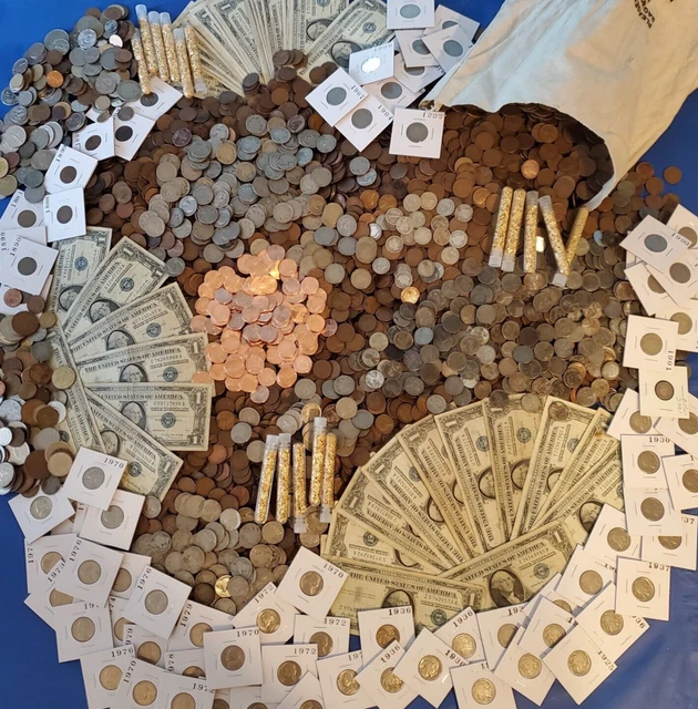 ✯ U.S. Estate Coin Lot Grab Bag ✯ SILVER ✯ OLD NICKELS ✯ CENT COINS ✯ BANKNOTES