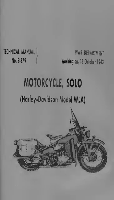 Harley Davidson Solo WLA 1942  - Repair  Service  Manual  209pag -ENG