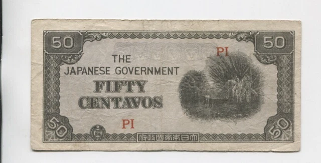 Japanese Invasion Banknotes WWII JAPANESE OCCUPATION Invasion Banknote Fifty Centavos W-451 $5.00 ...