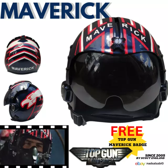 TOP GUN MAVERICK NAVAL AVIATOR MOVIE PROP USN PILOT FLIGHT HELMET(HGU-33)+badges