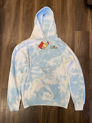 The Simpson’s Show Sweatshirt Blue Tie-Dye Hoodie Jacket Adult Size Small NWT