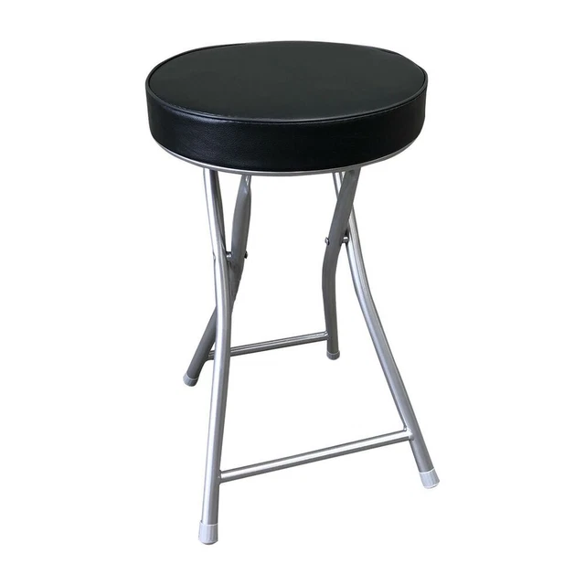 Taburete Plegable Versa Negro Polipiel [30 x 50 x 30 cm]