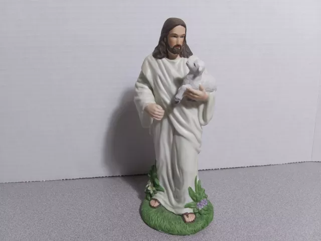 1992 Vintage The Lord Is My Shepard Jesus Lamb Porcelain Figurine by Enesco