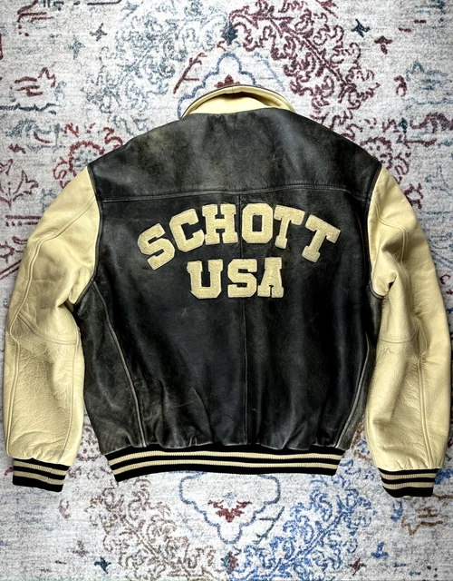 Blouson teddy cuir Schott NYC USA vintage leather jacket