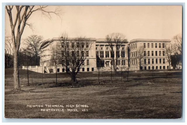 Newton Technical High School Newtonville Massachusetts MA RPPC Photo Postcard