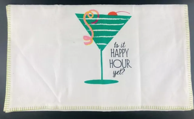"Toalla de té para bar de cocina Two's Company 16"" con X 28""h ¿Todavía es hora feliz?