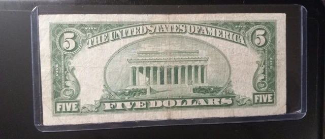 1953 Five Dollar Bill Silver Certificate Blue Seal Great Condition 2