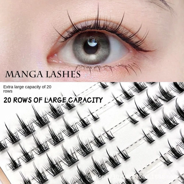 Natural Looking Manga Lashes - Anime False Eyelashes With Clear Bands For  Small Face And Asian/korean Eyes - Temu