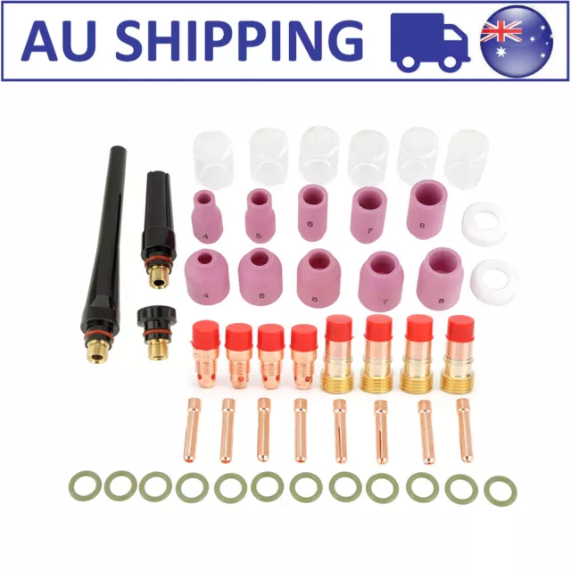 49PCS TIG Welding Torch Stubby Gas Lens Pyrex Glass Cup Kit for WP-17/18/26 AU