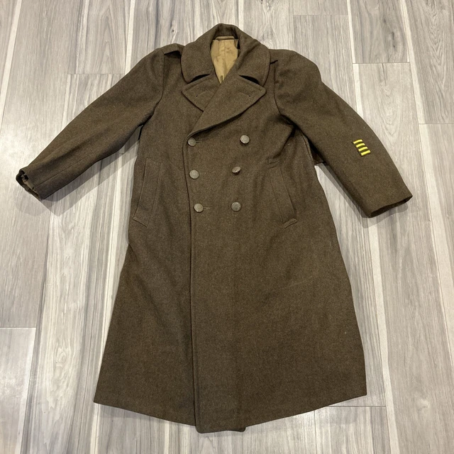 VINTAGE WW2 US Military Issue Uniform Trench Coat Heavy Thick Wool 34R ...