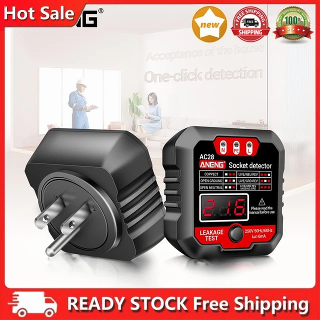 ANENG AC28 Tester di tensione rilevatore di prese 50 Hz/60 Hz strumento di prova (spina USA nera)