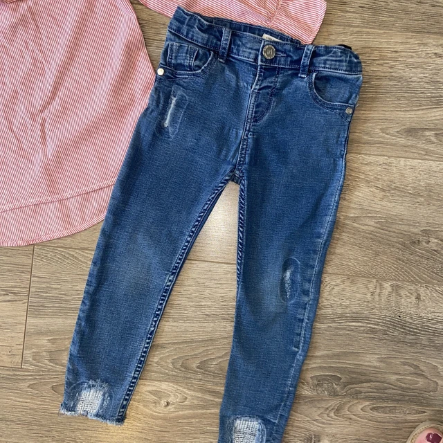 Top floreale RIVER ISLAND MINI ragazze e abito jeans skinny età 2-3 2
