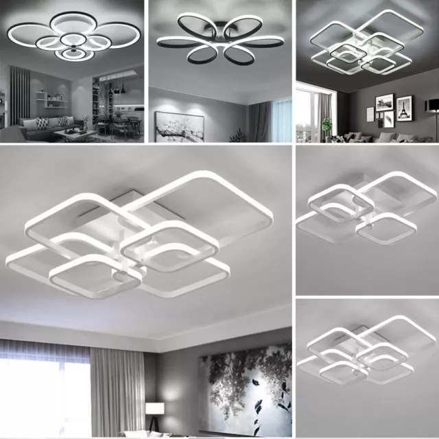 Modern Lamp Square/Ring LED Ceiling Light Chandelier Lights Living Room Kitchen