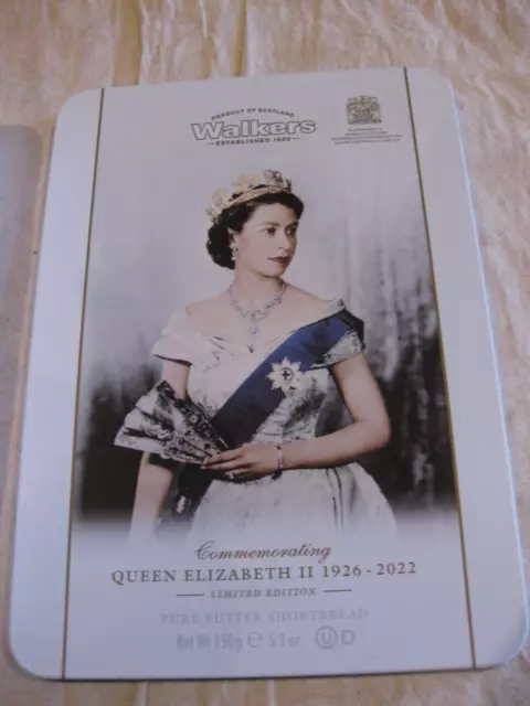 Walkers Pure Butter Shortbread Biscuit Tin-Commemorating Queen Elizabeth Ii Empt