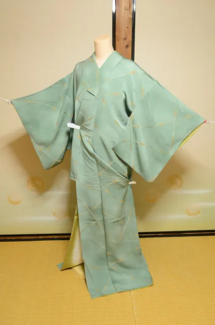 (with Flaws) Silk Kimono Komon Women Japanese vintage Robe 154cm /1080
