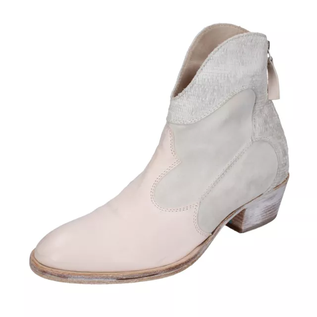 chaussures femme MOMA - 37 EU - bottines blanc daim cuir DT894