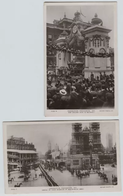 2 1911 Coronation Procession England Real Photo Postcard RPPC