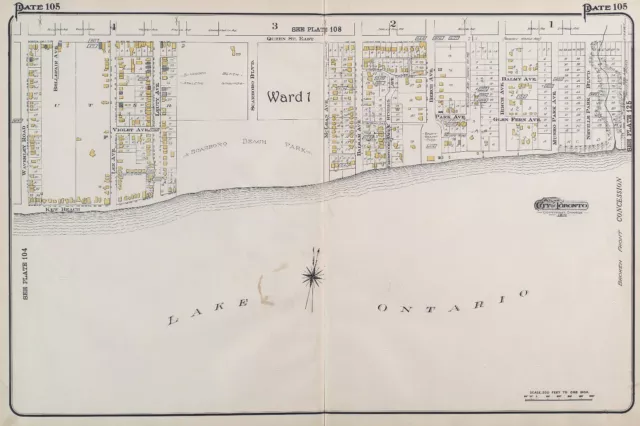 1910 Toronto Canada Scarboro Beach Athletic Grounds Kew Beach Goad Atlas Map