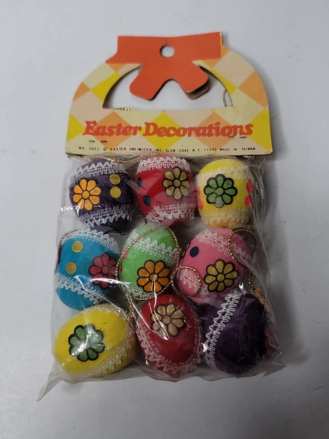 Pascua Unlimited 9 Huevos de Pascua Decoraciones Cesta Adorno 3033 De Colección Años 60-1970