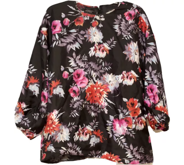 Giambattista Valli Black Floral Silk Blouse Size 46