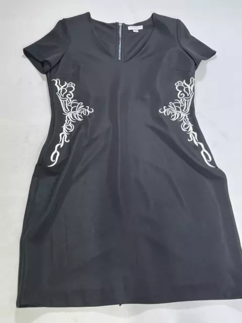 Womens Katherine Barclay Black V Neck Short Sleeve Dress Size Medium M NEW