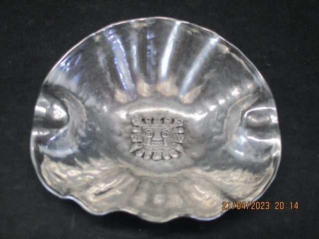 Hand Hammered Modernistic Peru Sterling Silver Dish Ashtray - Tavara