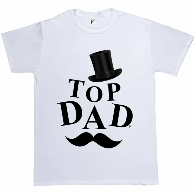 Top Hat Top Dad Gentlemans Moustache Fathers Day Gift Present Mens T-Shirt