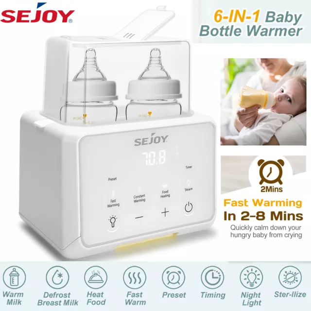 Baby Double Bottle Warmer Steam Sterilizer Food Breastmilk Heating 6 in 1 Heater