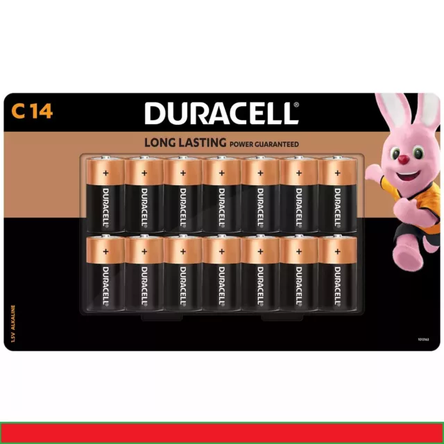 14 Pack Duracell Coppertop Alkaline C 1.5V Battery Batteries Brand New