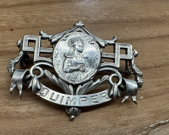 Broche Ancienne Souvenir En Argent & émail - Thème Strasbourg - Occasion Avec Manque D'émail
