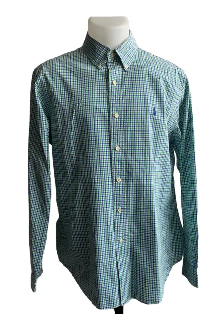 Chemise à Carreaux Slim Fit Ralph Lauren Long Sleeve Checked Shirt / Bleu Vert L