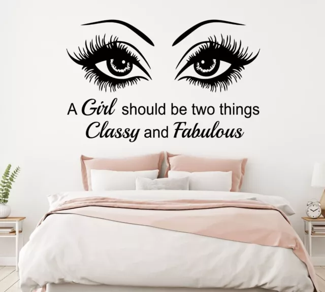 Girl's Eyes Wall Sticker Home Décor Art Lettering Beautiful Decal Quote Fabulous