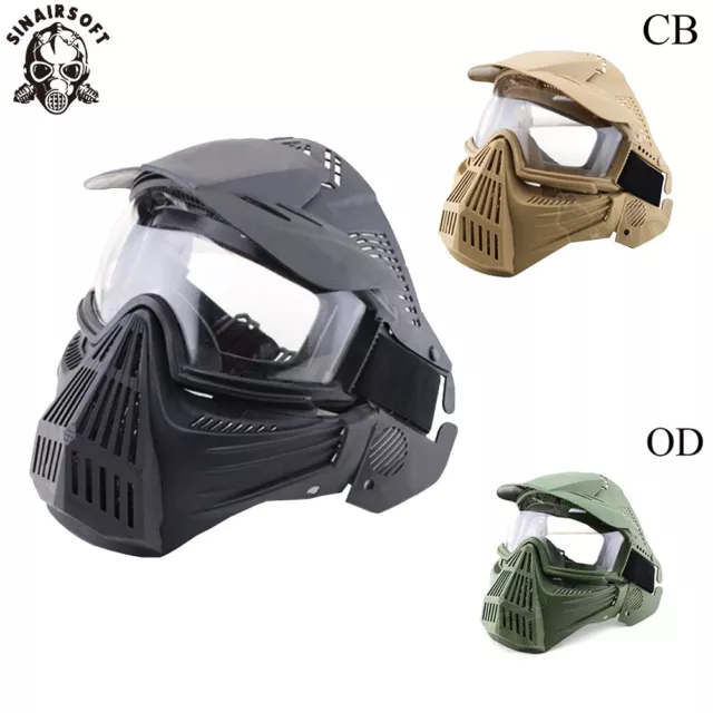 Tactical Full Face Mask Protective Mask Paintball Airsoft PC Safety Goggles lens